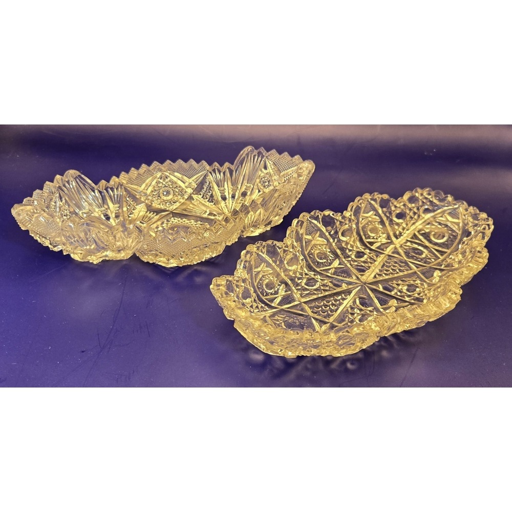 Vintage Serving Dishes Clear Cut Crystal Featuring Star Of David & Pinwheel...